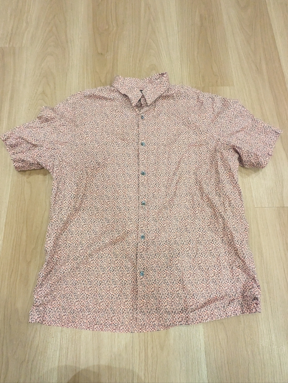Theory Abstract Short Sleeve Button Up Cotton Size Xxl